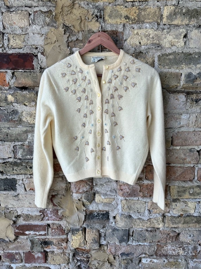 Cashmere beaded cardi